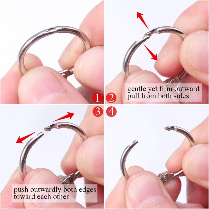 Antner 100PCS 1 1/5 Inch Loose Leaf Binder Rings Nickel Plated Small Metal Book Rings Keyrings for Paper, Index Cards, Flashcards, Keychains, Crafts, Home Office Organization, Silver - Image 2